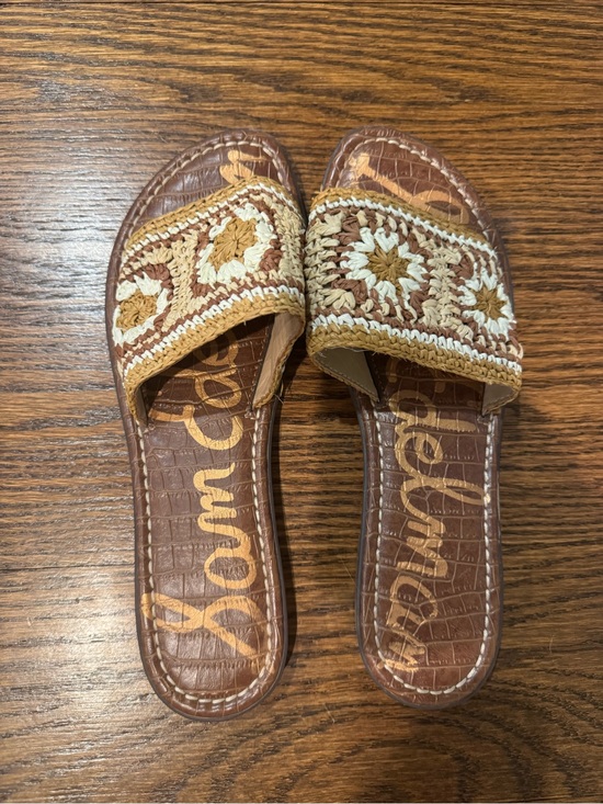 Sam Edelman Shoes - Woven Crochet Slide Sandals in Brown and Cream